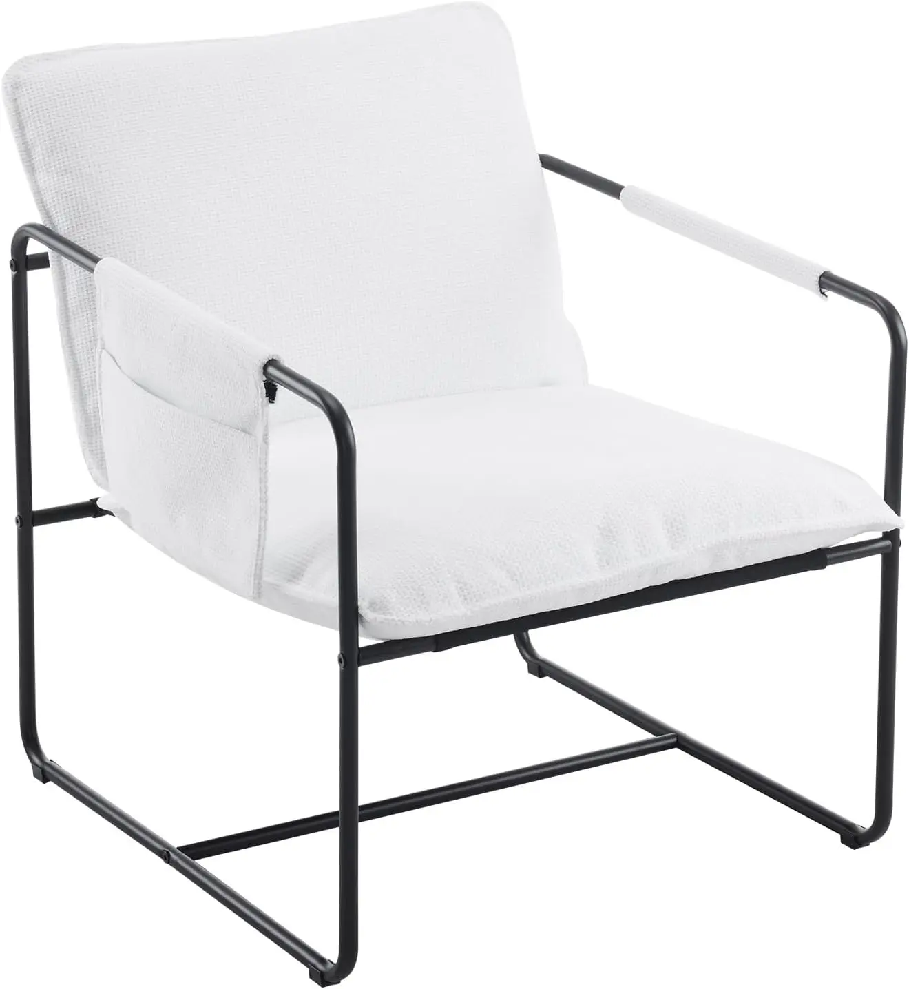 Modern Metal Frame Accent Chair,Memory Foam Pillow and Removable Storage Bag Perfect for Living Room, Bedroom