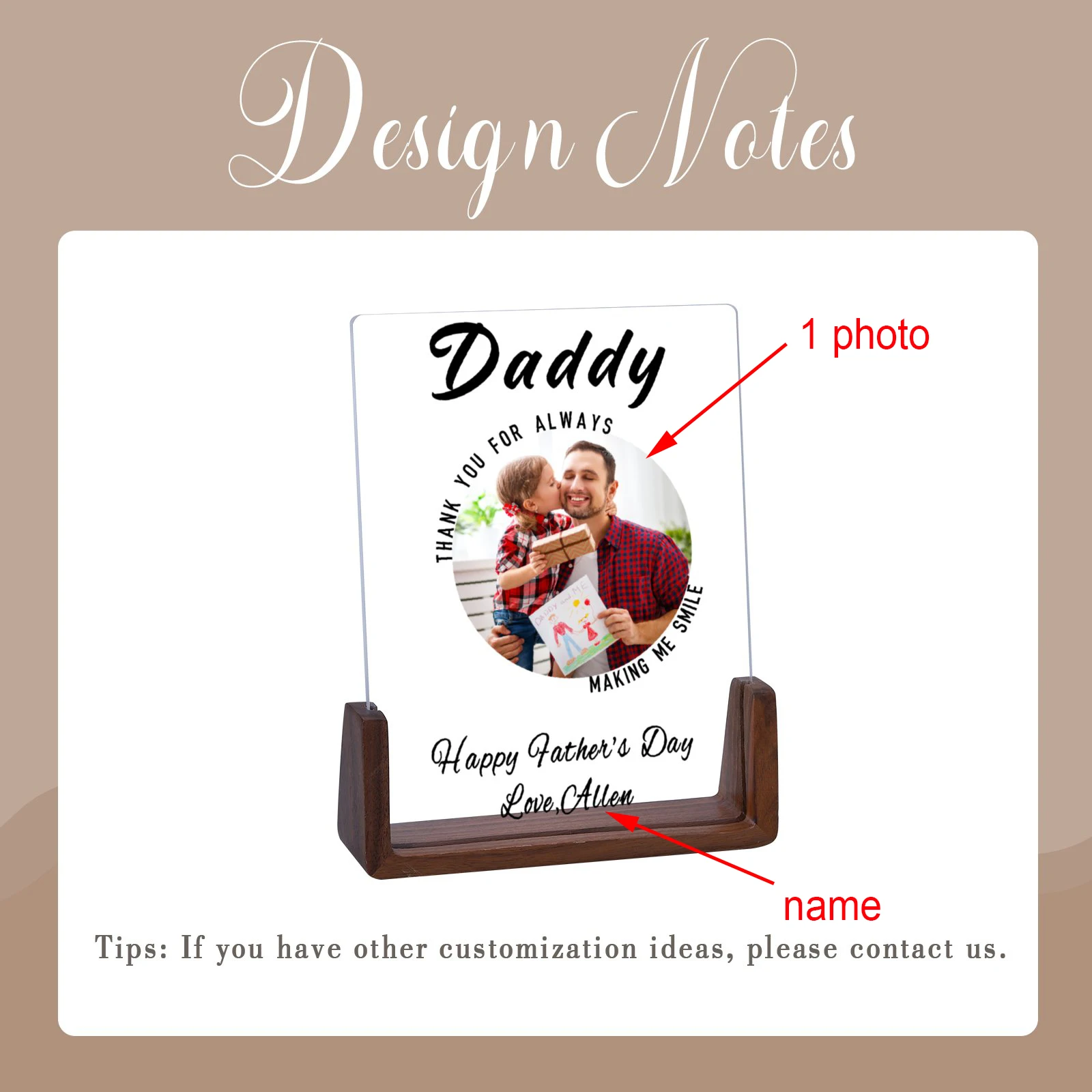 Personalized Picture Frame First Father’s Day Gift from Wife Kids Unique Photo Display Keepsake for Dad Papa Birthday Present