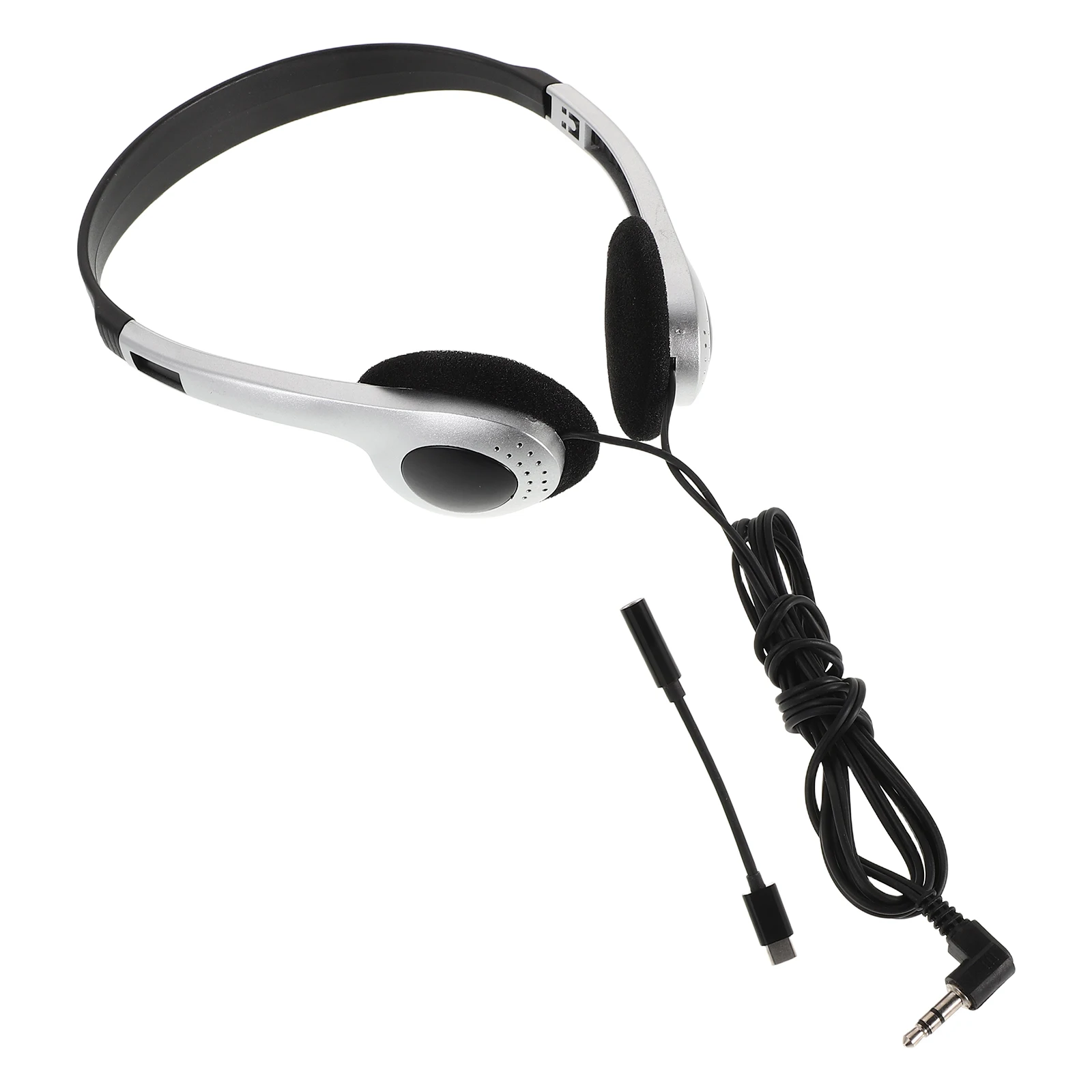 

Retro Silver on Ear Headphones Wired for Computers Phones Tablets Sleek Design Comfortable Student Travel Library Use