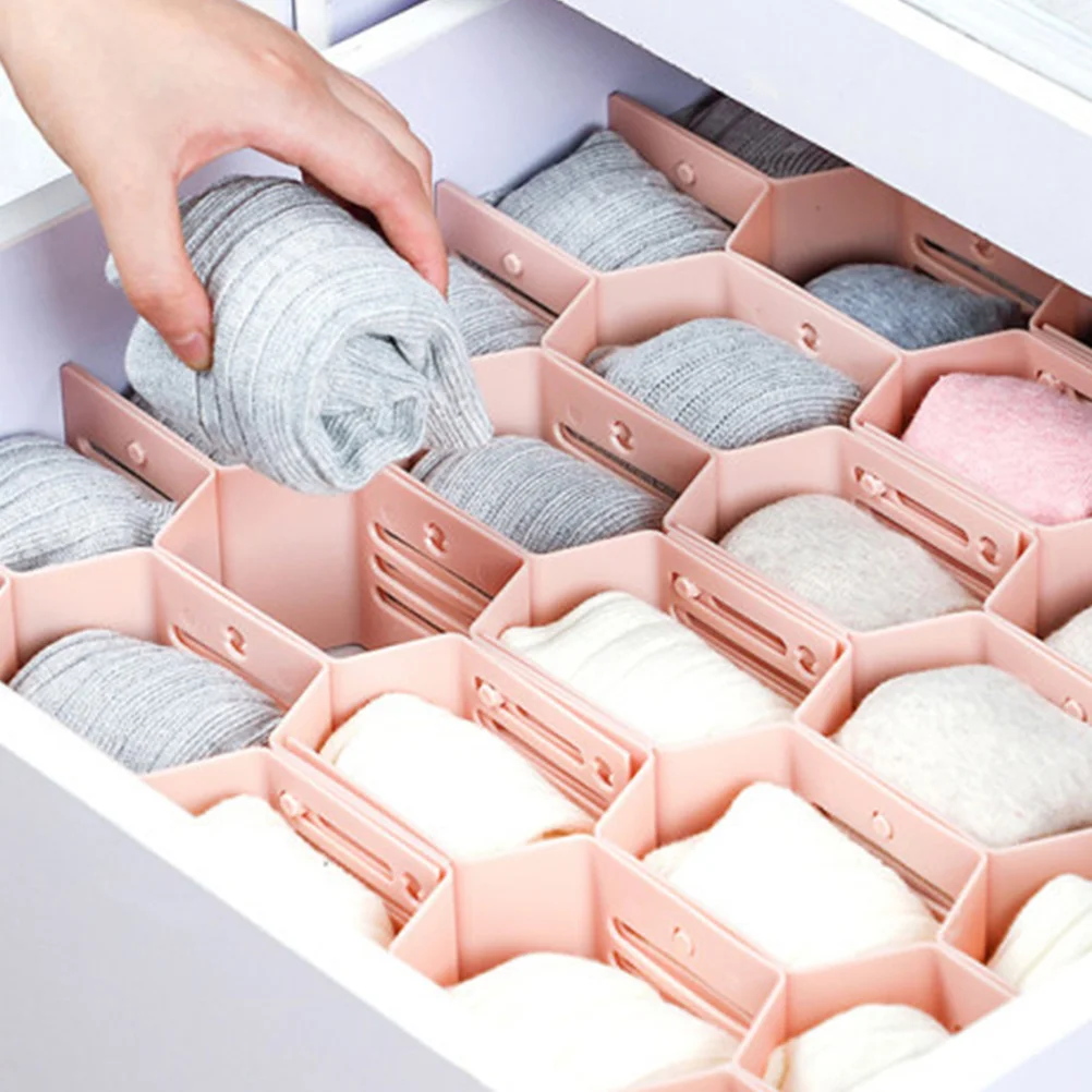 

12Pcs Plastic Drawer Dividers Adjustable Removable Grid Organizer for Socks Underwear Closet Storage Container Office Kitchen