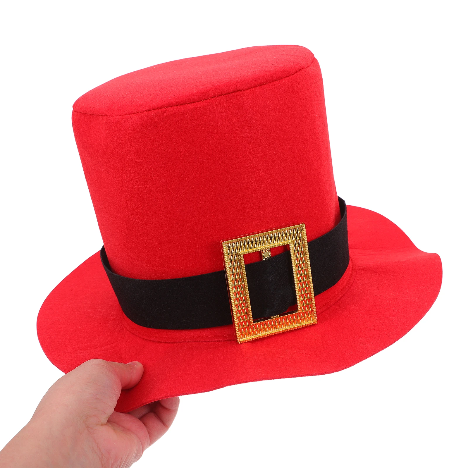 

Christmas Decoration Red Santa Top Golden Buckle Acrylic Material Holiday Party Costume Winter Festive Ornament Santa Claus Hats