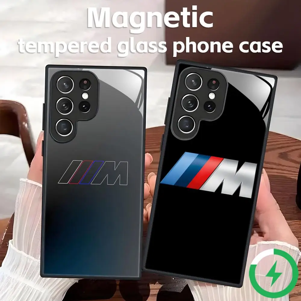 Sports car brand B-MM-WW logo design Phone Case For Samsung S26 S25 S24 S23 S22 S21 S20 Plus Ultra Note20 Glass Magnetic Case