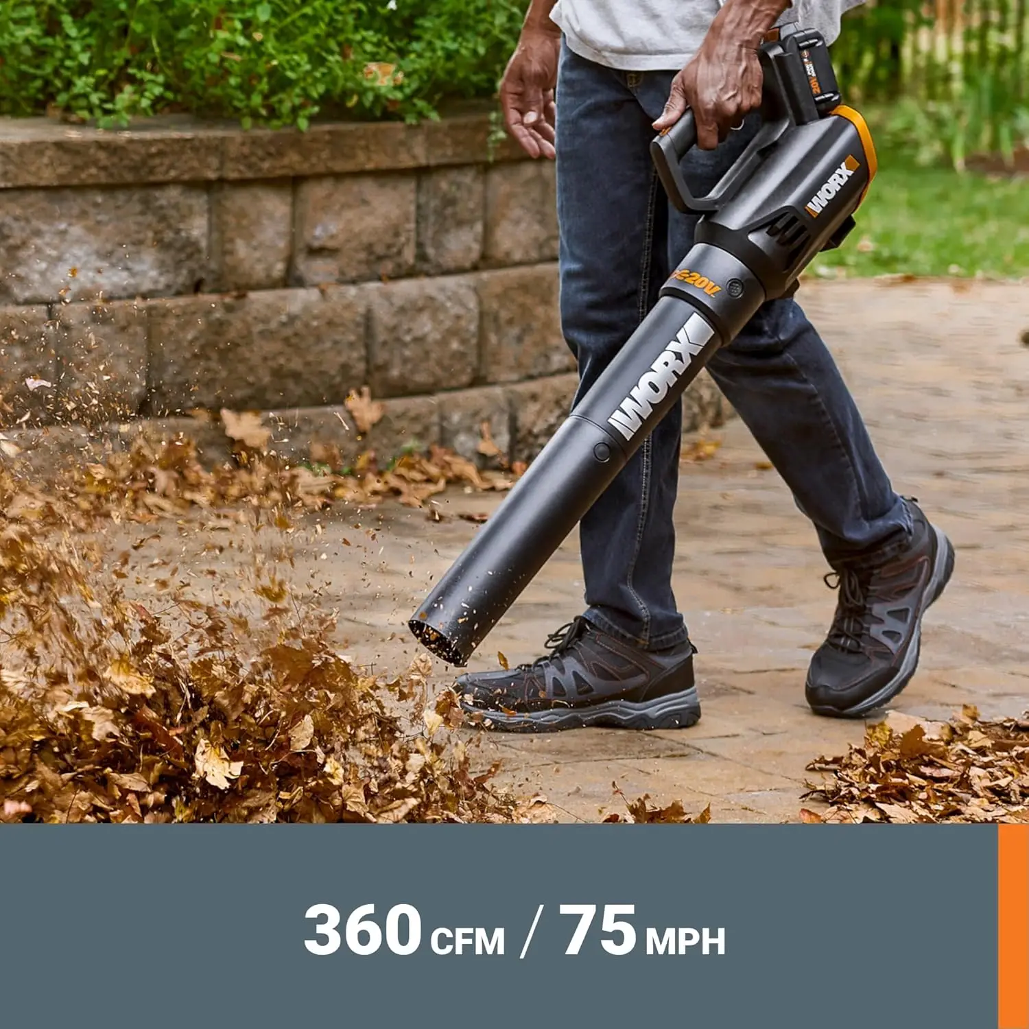 20V Cordless Leaf Blower WG547, Electric Blower, Powerful Turbine Fan Technology, 2-Speed Control, for One-Hand Operation