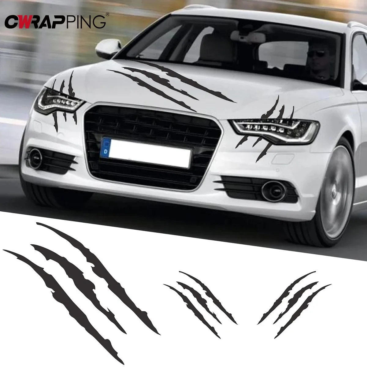 Wolf Claw Car Stickers Car Hood Vinyl Sticker Creative Headlight Decor Decal Monster Claw Scratches Vinyl Film Auto Decoration