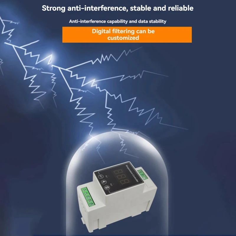 ABBN-LED Rail Termostato AC220V Relé de 2 vias Controlador montado em trilho Din Controlador de alarme de temperatura de aquecimento e resfriamento