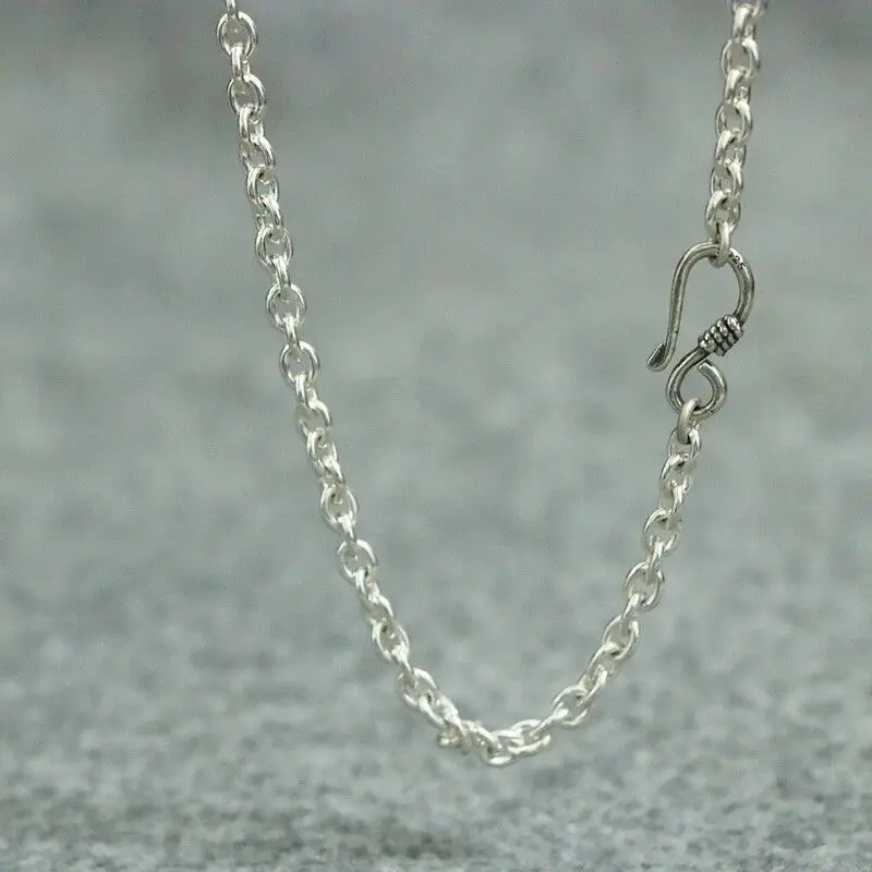 

S925 Sterling Silver Classic Versatile O-shaped Chain Thai Silver Circle Necklace Men's and Women's Trend Simple Long Chain Pear