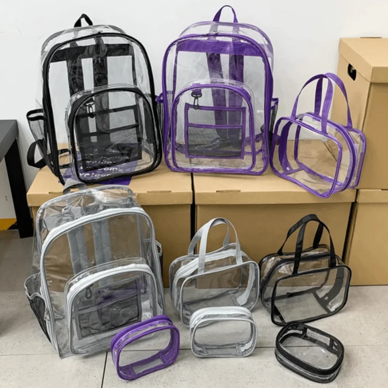 Mochila transparente Mochila transparente de PVC resistente Mochila transparente impermeable (negro), mochila transparente impermeable, estilo informal