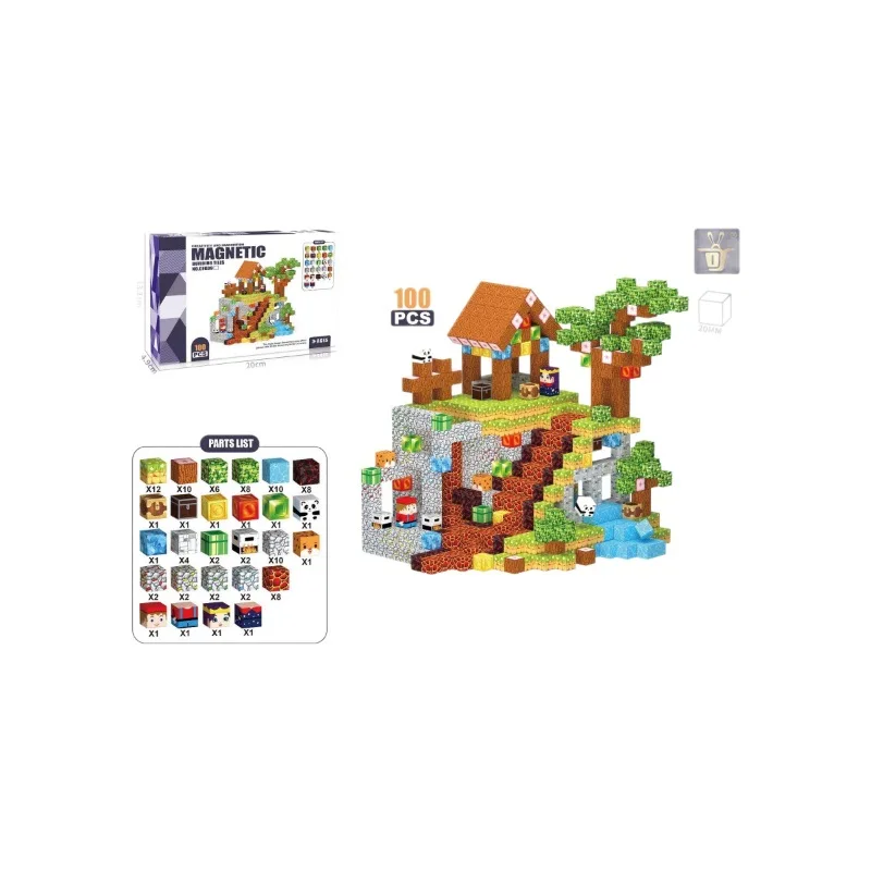 2025 Mine World Magnetische Bausteine, Magnetlöcher, Ziegelwürfel, Stielspielzeug-Sets, die besten Geschenke für Jungen und Mädchen