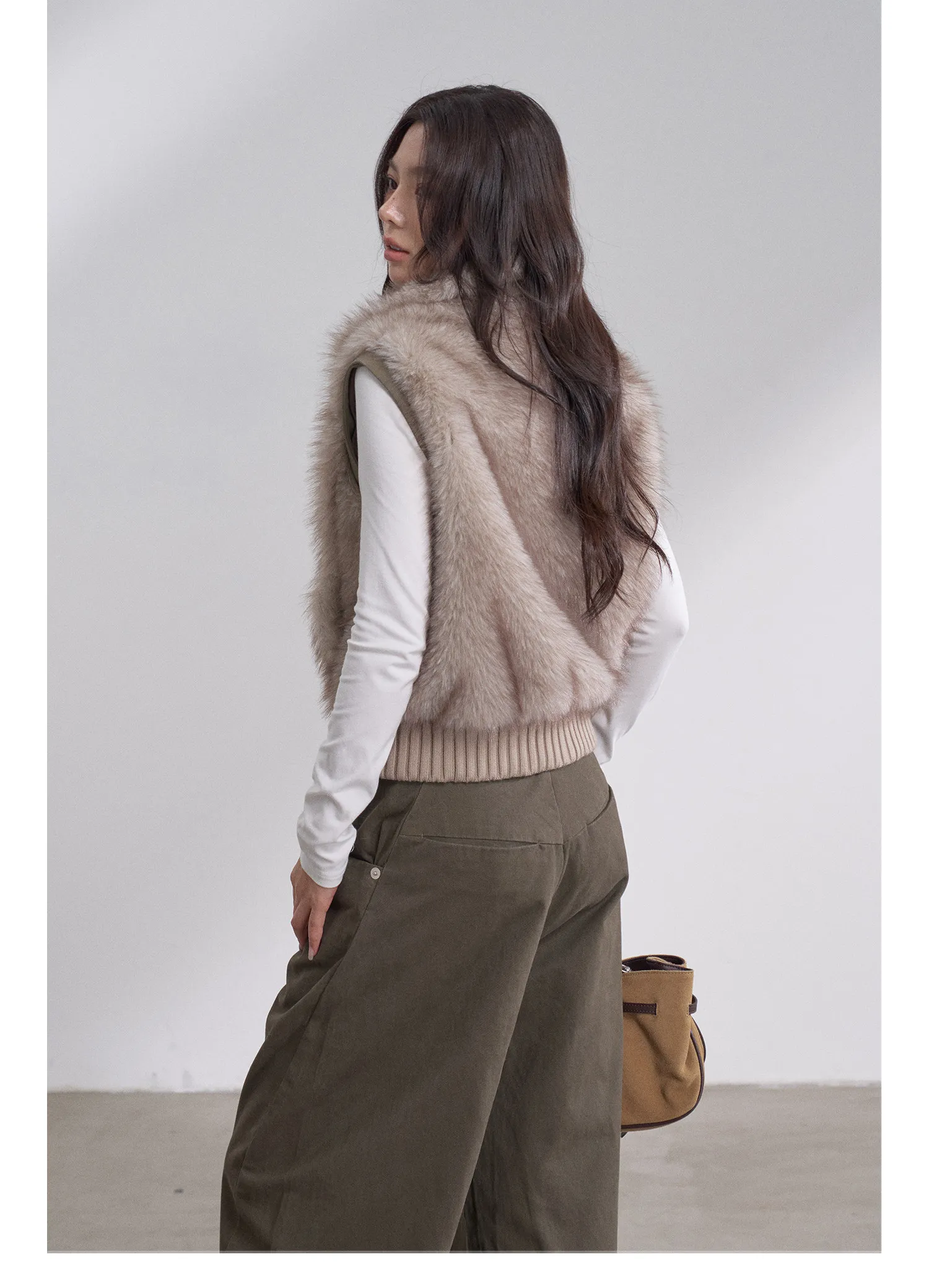 Women's Beige Brown Collar Detachable Long Sleeve Vest Cotton Jacket American Streetwear Aesthetic Autumn Winter Outerwear 2026