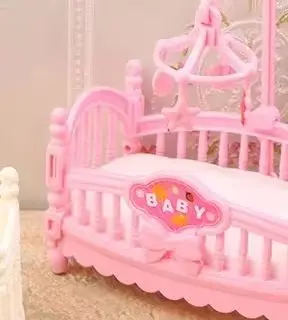 

1:12 Dollhouse Miniature Mini Baby Bed Cradle Nursery Room Furniture Decoration Accessories Model Kids Toys Gift