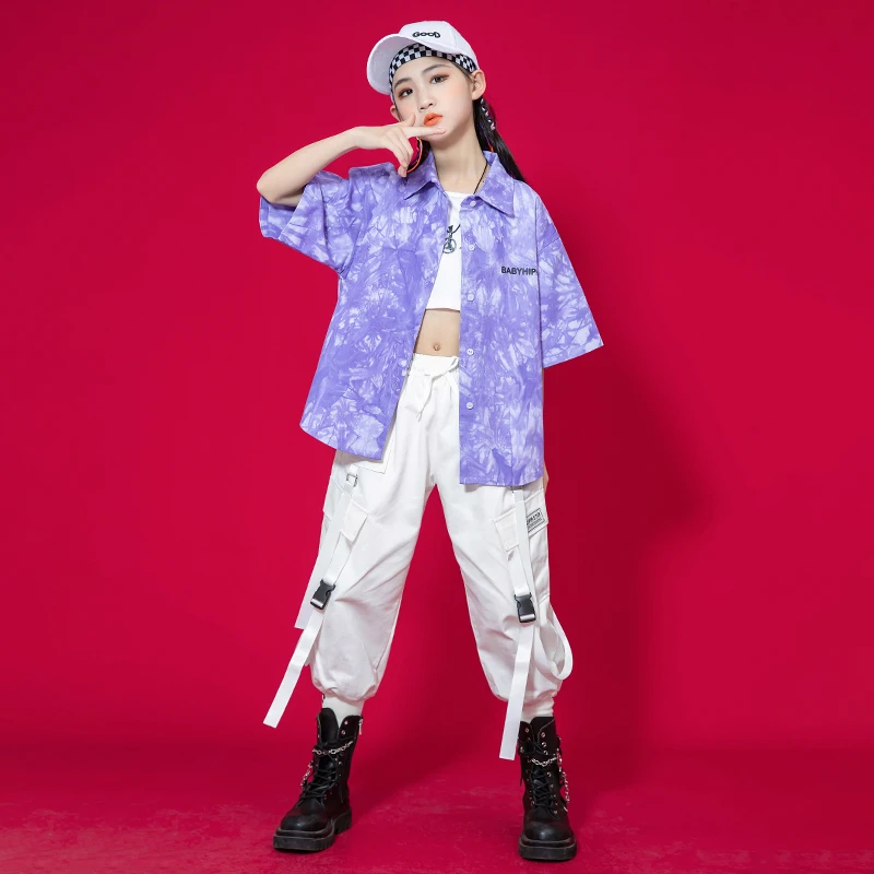 Bambini Teen Cool Hip Hop abbigliamento Tie Dye camicia a maniche corte Streetwear pantaloni Cargo per ragazza ragazzi Jazz Dance Costume Stage Clothes