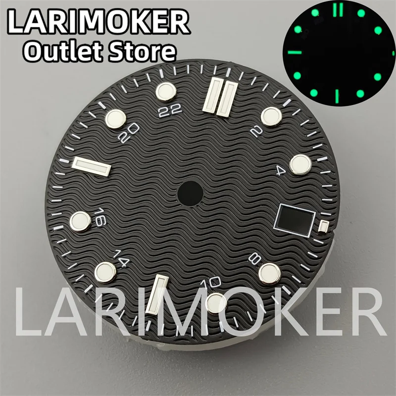 LARIMOKER-Mostrador de relógio luminoso, preto, azul, branco, NH34, Miyota8215, 821A, DG2813, 3804, PT5000 Movimento, 29mm, 31mm