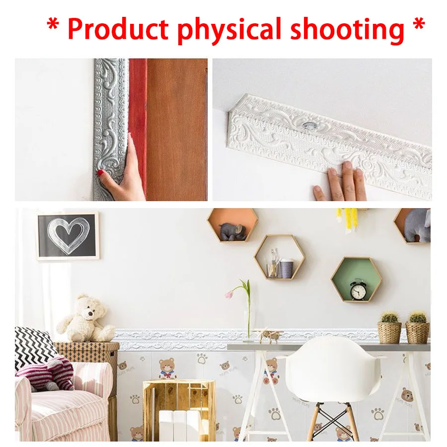 Jtengsys الأحجار الكريمة النقش خلفية الحدود الخصر المعتاد الجدار ملصق الجدار الديكور خط التفاف الإطار #6