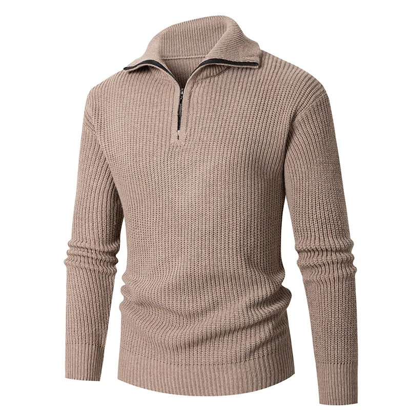 2023 Winter New Men's Sweater Korean Edition Youth Solid Color Casual Simple Slim Fit Bottom Shirt