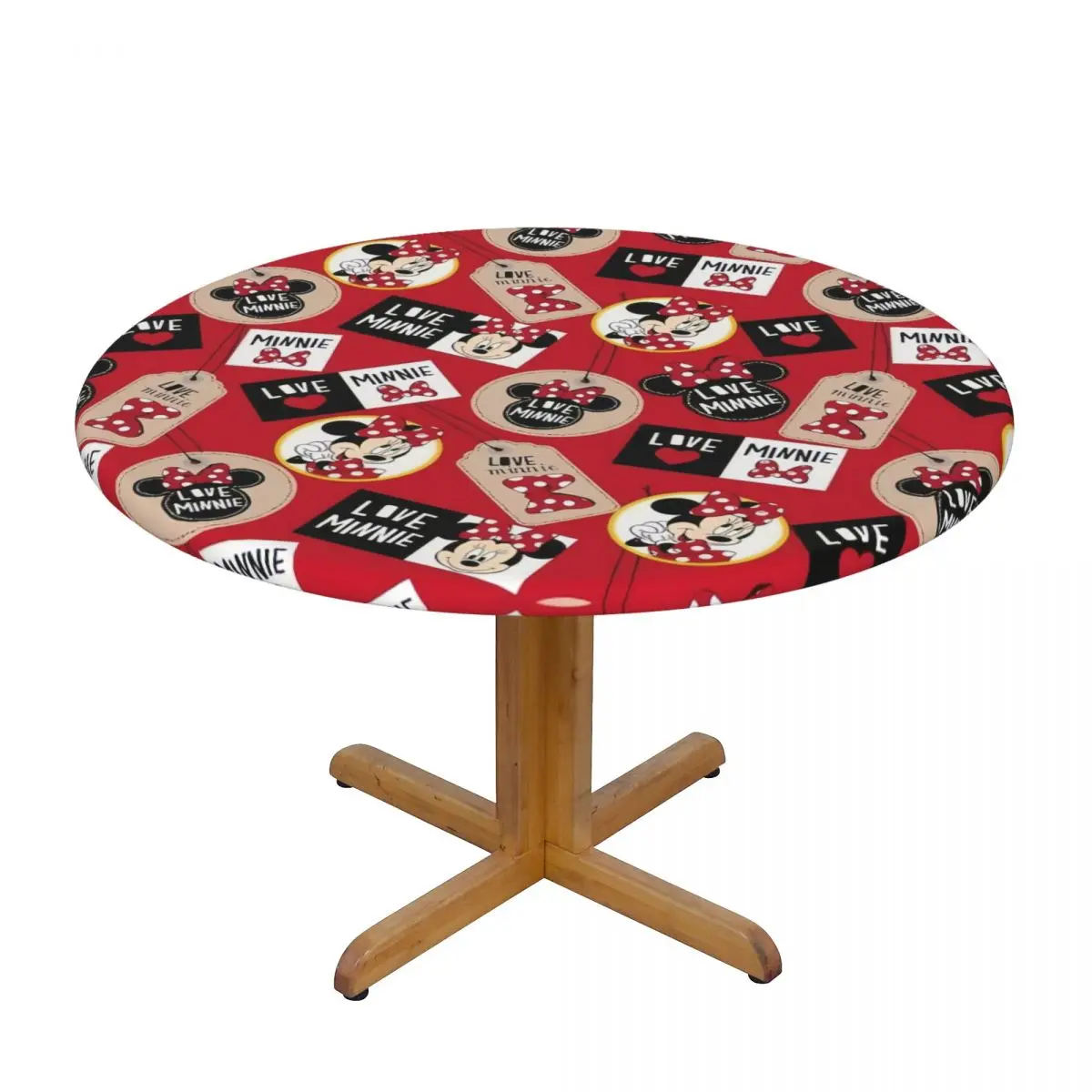 Customized Round Waterproof Disney Cartoon  The Mickey Mouse Table Cover Elastic Table Cloth Backing Edge Tablecloth for Picnic