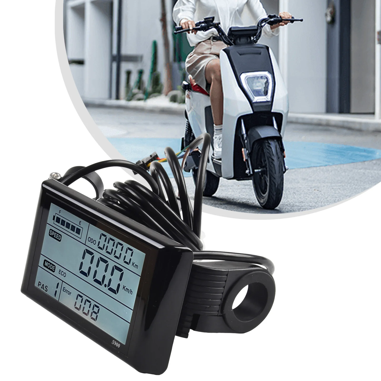 S900 LCD Display Panel ABS Black UART 110*62mm 1PC 24V36V48V60V72V Cable Length 180cm E-bike Electric Bicycle New