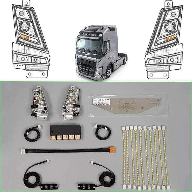 نظام إضاءة LED بمقياس 1:14 4 في 1 مجموعة إضاءة MFC-03 01 لشاحنة Tamiya RC VOLVO FH16 56360 56362