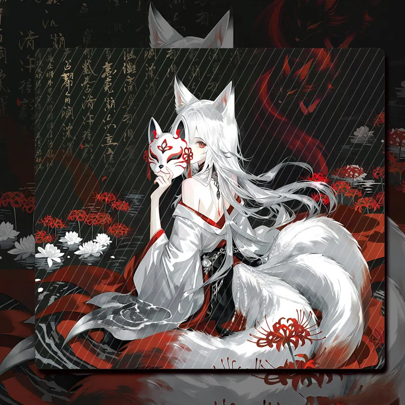 Cool Handsome Mask Girl Glass Mouse Pad Smooth Frosted Surface Desk Mat Tempered Upgrade FPS Office Custom Gaming Accessories