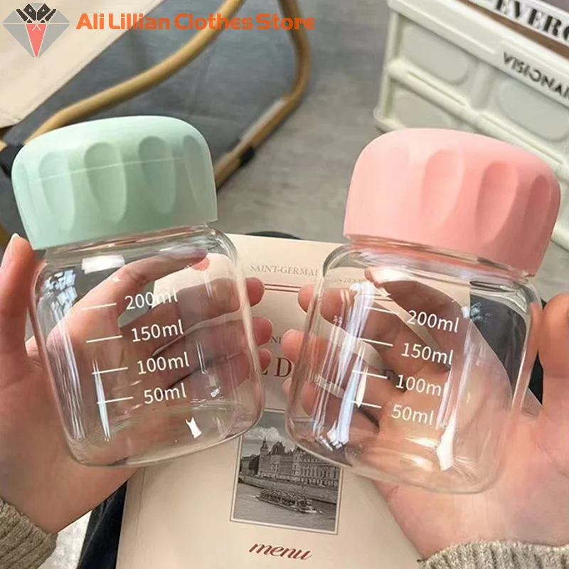 300ml High Borosilicate Glass Water Cup Transparent With Scale Mini Fat Cup Portable Juice Mug Drink Container Travel Home Gift