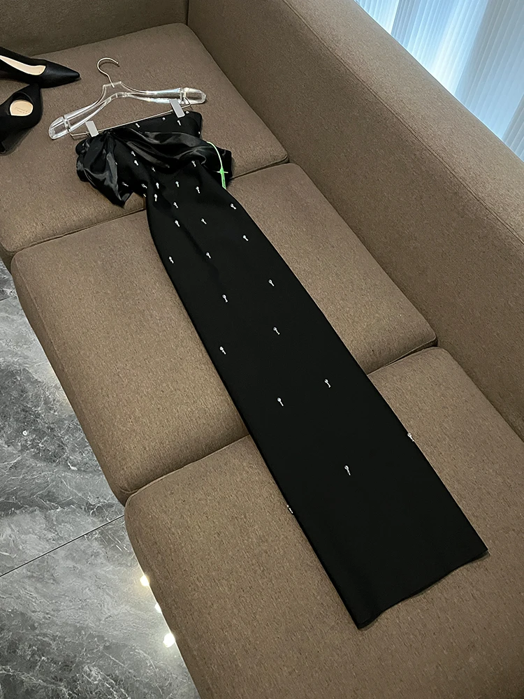 

High-Quali Ele Slimming Diamond oulder Bridesmaid Dr Faionable Wrap Evening Gown WY996 Commute Sle High Waist