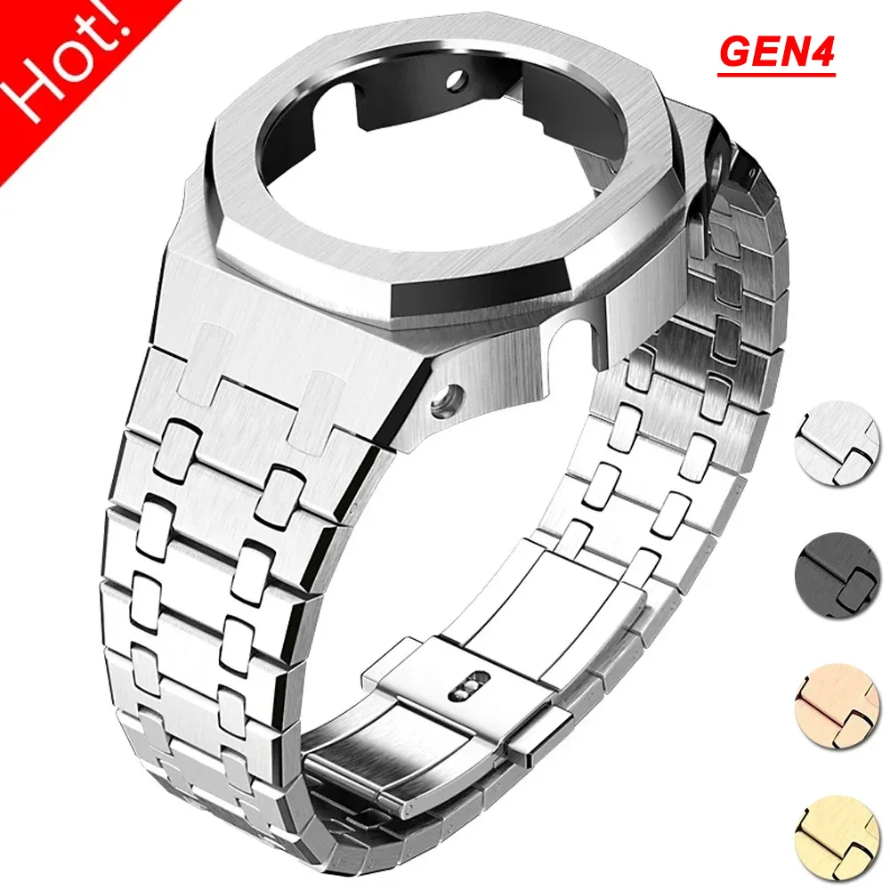 

Модификация Gen4, ремешок для часов Casioak GA2100, комплект ремешков для часов, стальная полоса 4-го поколения, модный корпус для часов, металлический ободок