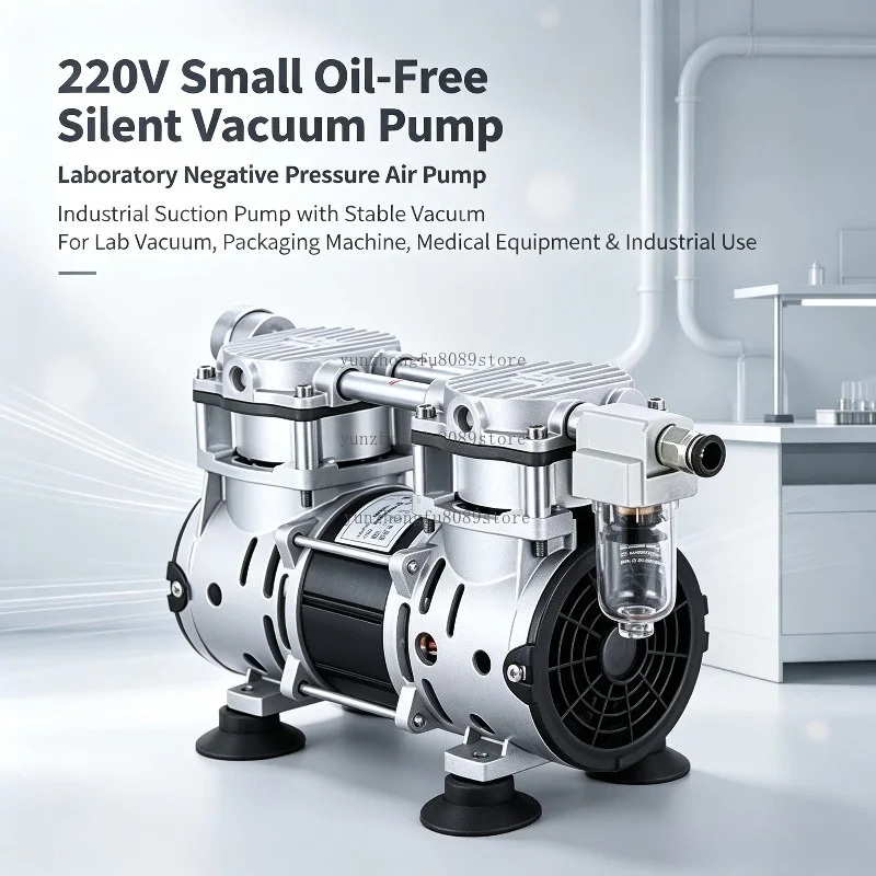 220V Small Oil-Free Silent Vacuum Pump, Laboratory Negative Pressure Air Pump, Industrial Suction Pump
