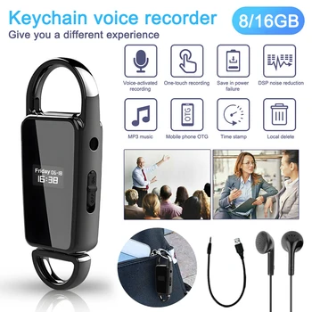 Smart voice mini voice recorder 8gb 16gb voice activated dictaphone keychain sound hd recording pen mp3 player for meeting