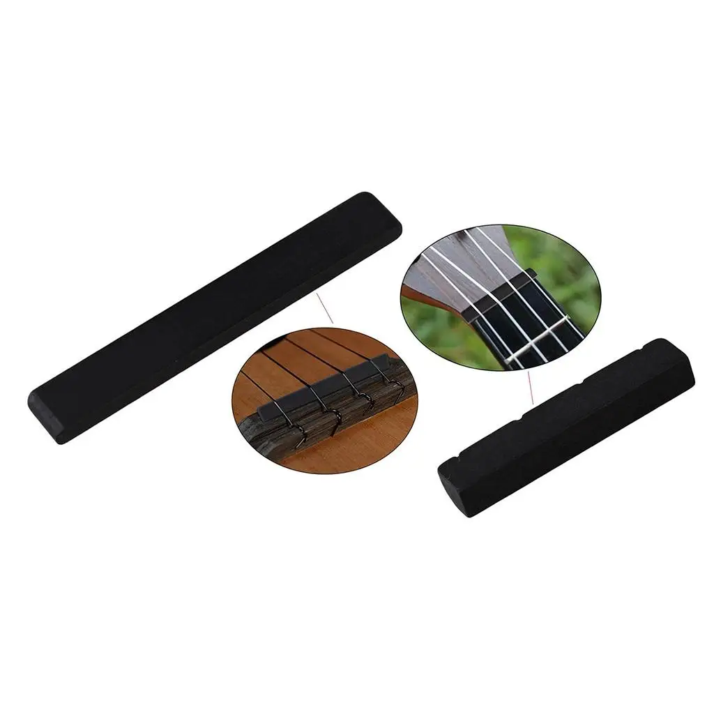 4 String Ukulele Ebony Nut Saddle Smooth Bone Guitar Bridge Part for Acoustic Ukulele Musical Instrument Accessories