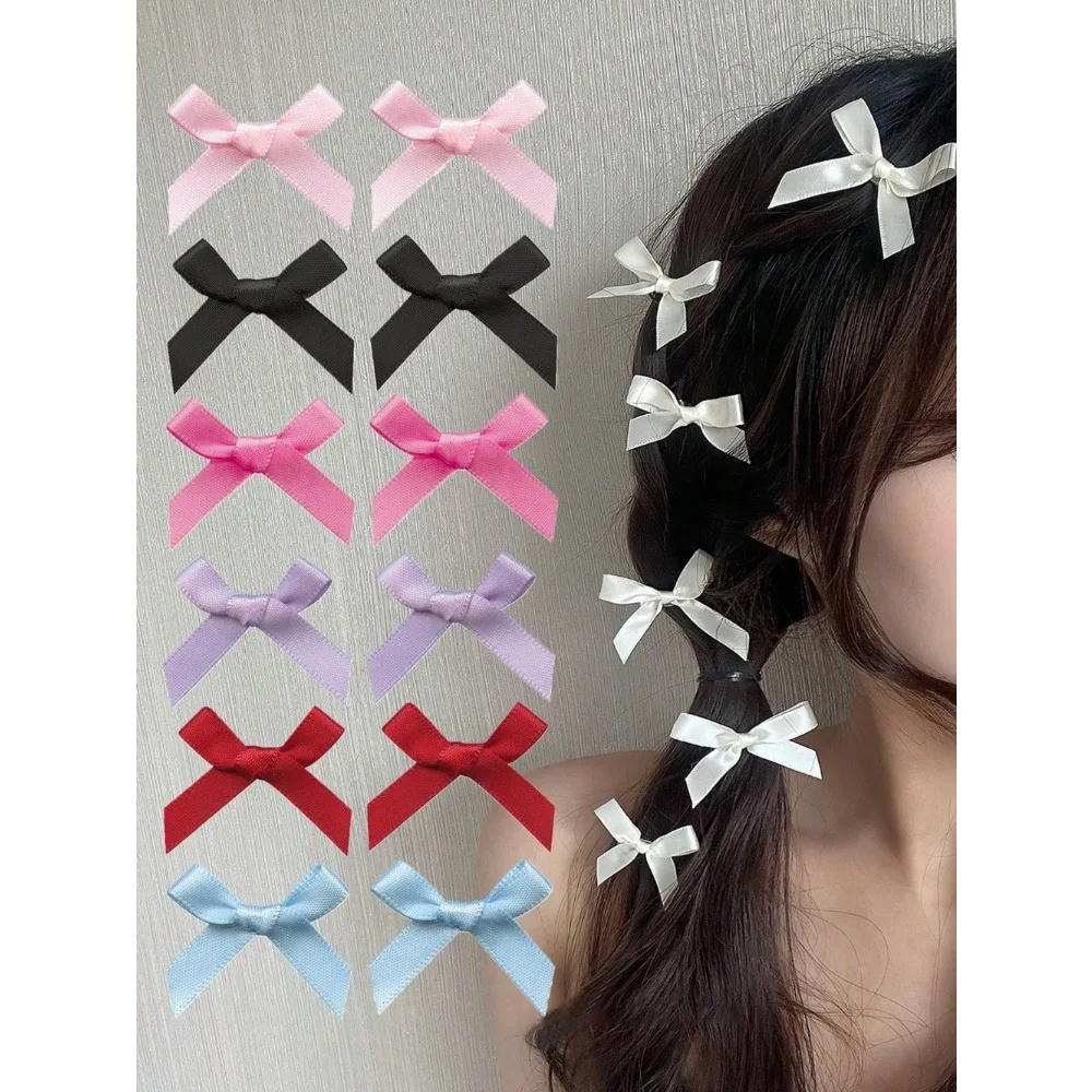 

8pcs/set Ballet Style White Butterfly Hair Clips Women Mini Ribbon Bow Accessories Sweet Lovely Hairpin Girls Fringe Side Clips