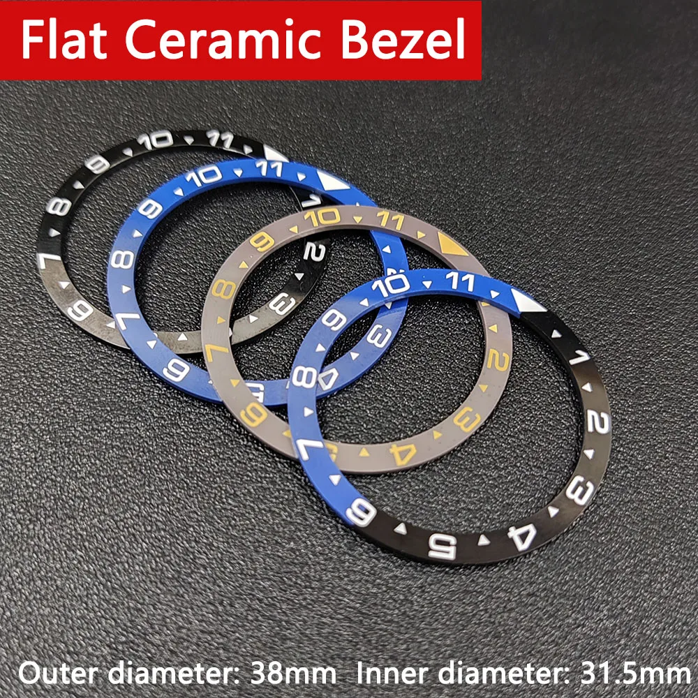 Flat Ceramic Bezel Insert 38mm*31.5mm Modify for Watch   Replacement Watch Parts Luminous Ring Stickers