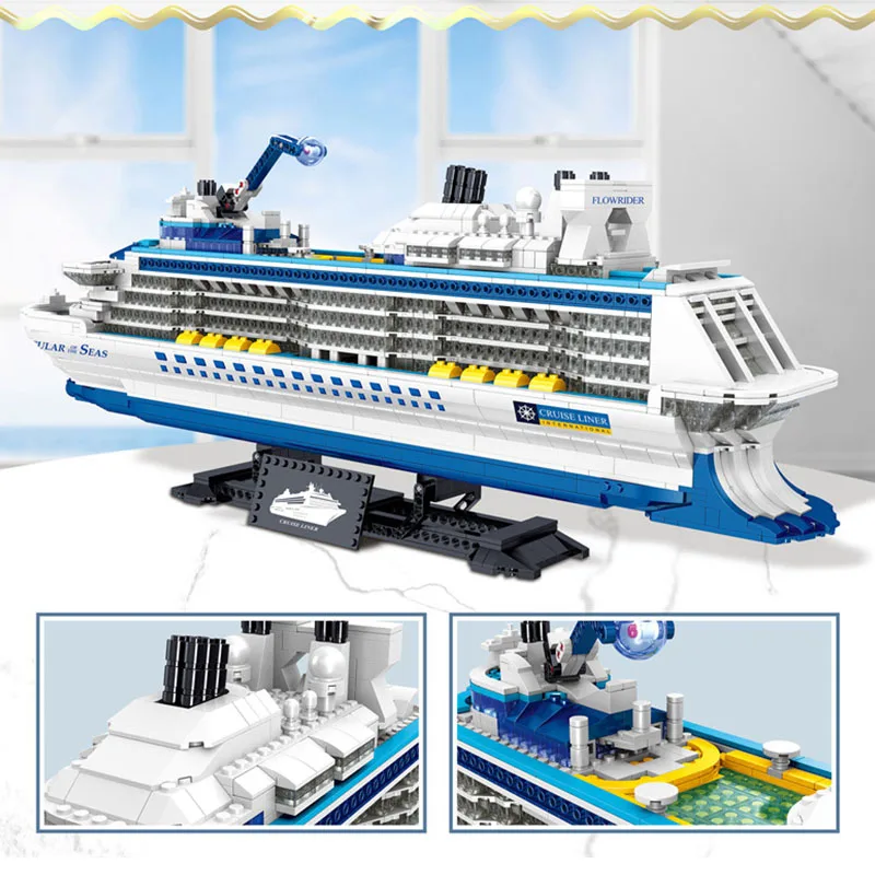 City 2428Pcs Cruise Liner Ship Sailing Boat Mini Model Building Blocks Creative Big Ocean Vessels Bricks MOC Toys Children Gifts