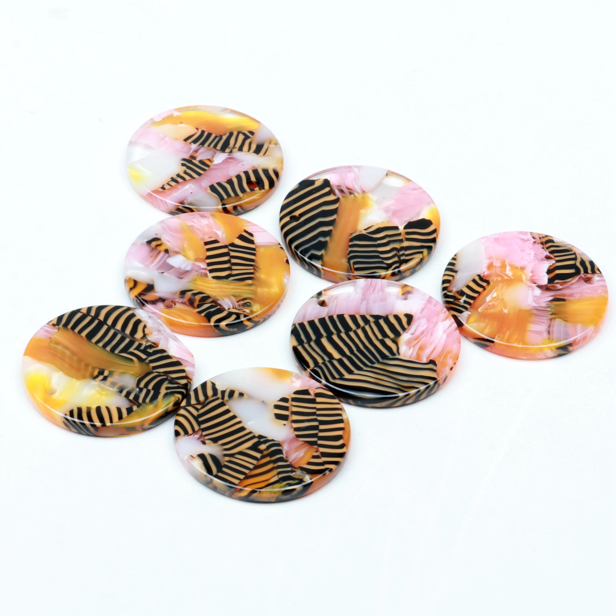 Bohemian Leopard Print,Tortoise Shell  Charm,Acetate Acrylic Beads,Round Shaped,Boho,Earring Parts,Ohrringe finding,24mm-ACE181