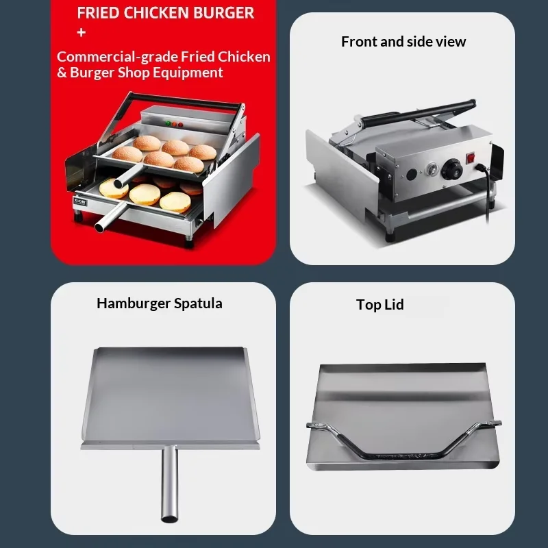 Simple Operation Electric Automatic Burger Bun Baking Machine 12PCS Capacity Double-layer Aluminum Plate Hamburger Bread Toaster