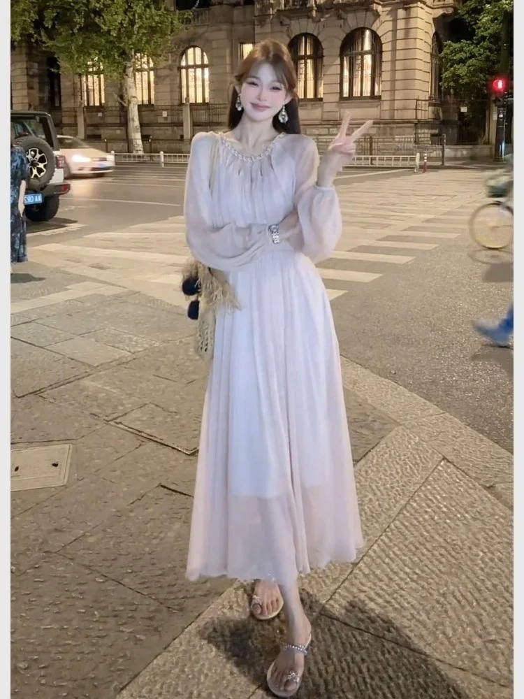 Ele Pink Summer Dr Faionable Veelzijdige strandrok voor dames, Holiday Coastline Ultra Fairy lange A-lijn rok