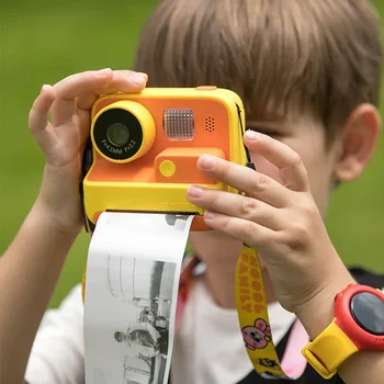 Children&#x27;s cartoon instant camera printing camera HD 1080P Video Photo Digital Camera with Thermal Printing Paper for Kid Christmas Gift