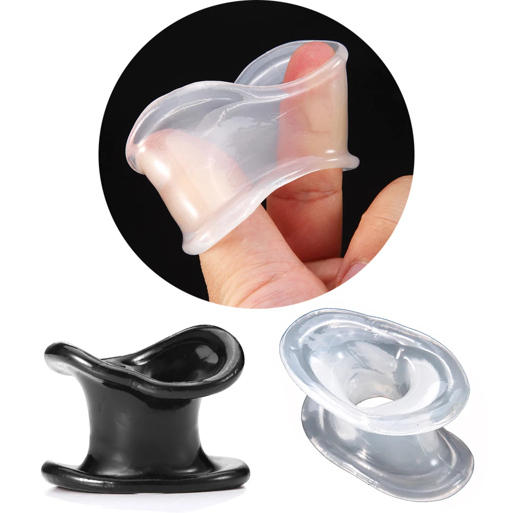 Male Silicone Ball Stretcher Scrotum Testicle BDSM Bondage Time Delay Sleeve Cock Penis Rings Adult Chastity Slave Sex Toys Men