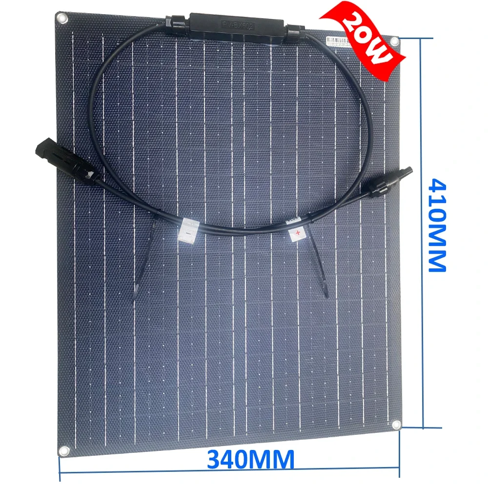 

Solar Panel 20W etfe Flexible Solar Panels Monocrystalline Solar Cell 18V For 12V Battery Charge