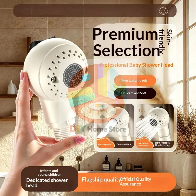 Baby Shower Head Set High Pressure Children Bath Shower Backwashing Design Adjustable for Toddler Home Bathing