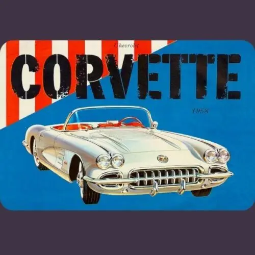 1958 Chevy Corvette ***Vintage Ad Reproduction Tin Sign*** 8