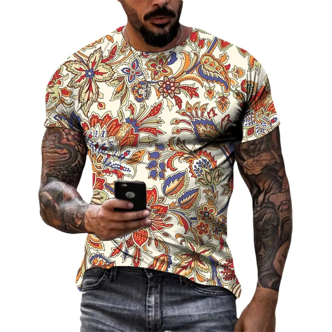 

New Summer Personality Fashion 3D Printing Men's T-Shirt Short Sleeve Casual Comfortable Classic Retro O Neck Large Size Shirt