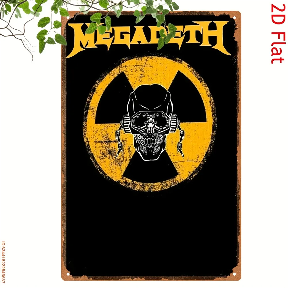 2D شقة، 1PC علامة معدنية خمر |   شعار فرقة Megadeth مع هيكل عظمي في المركز ورمز الإشعاع النووي #3