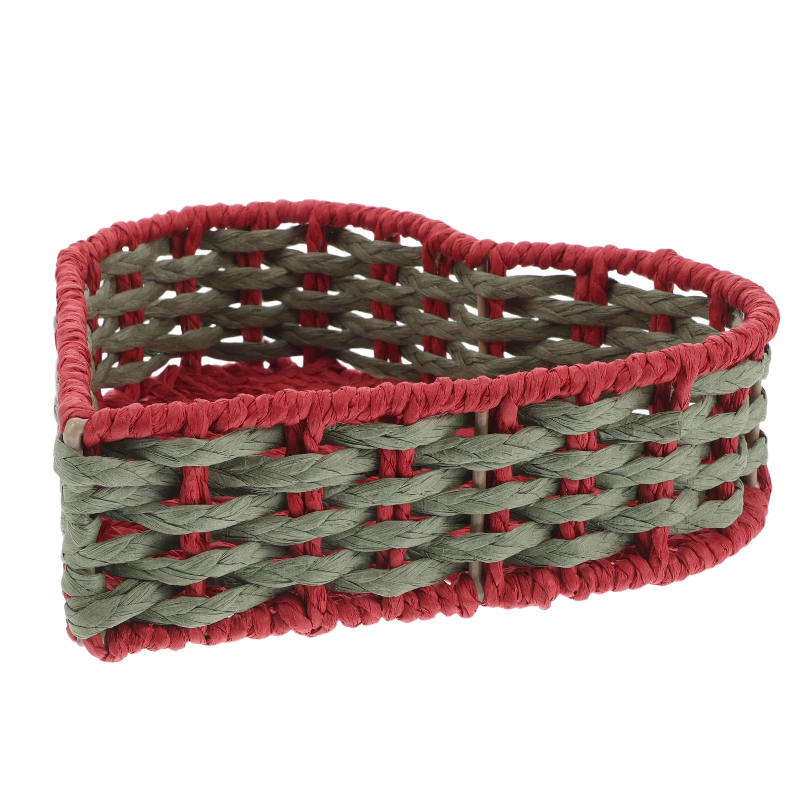 

H woven Heart Shape Storage Basket Paper Rope Bin for Fruits Snacks Valentines Day Romantic Home Bedroom Living Room ganization
