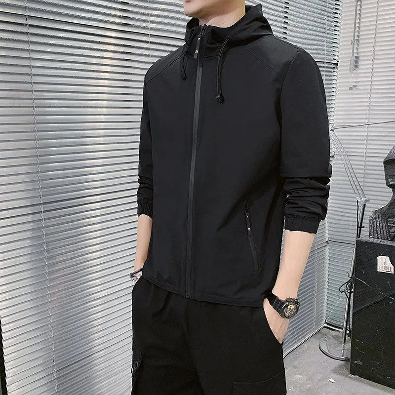 

Men's Jacket Korean Solid Color Sports Windbreaker Trendy Slim Casual Youth Jacket Men's Trendy Clothes Autumn