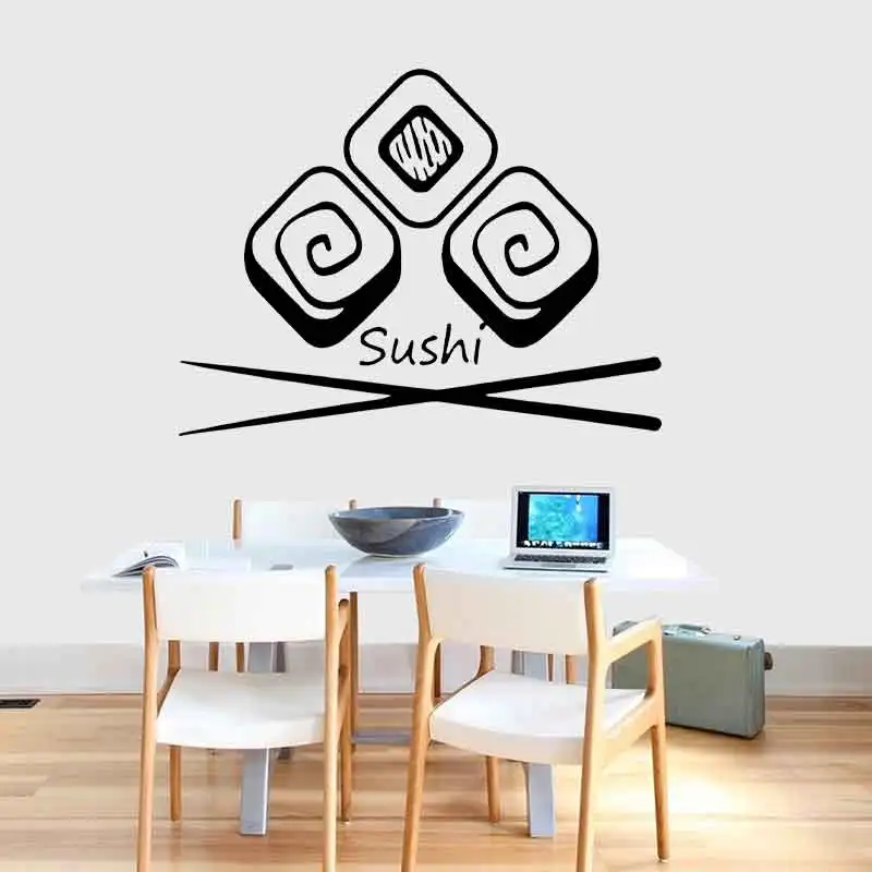 Wall Vinyl Decal Sushi Bar Best Quality Japanesse Food Interior Decor Japanese Food Wasabi Rolls Interior Decor K58