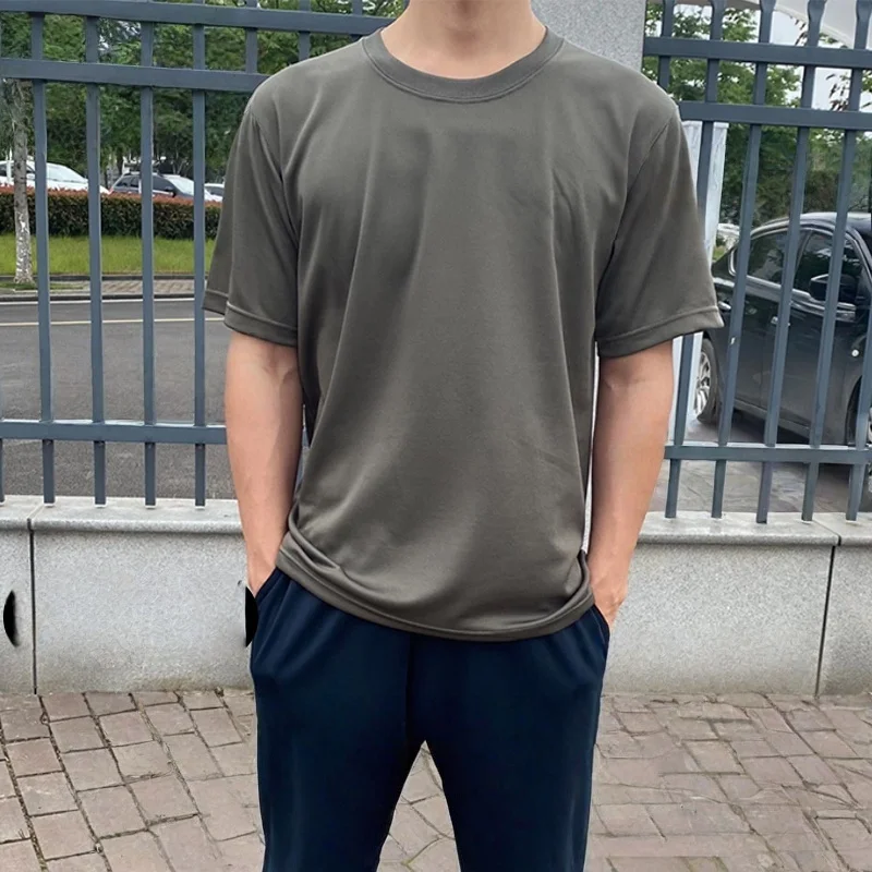 

Одежда для физических тренировок, летняя одежда для фитнеса, мужская футболка с коротким рукавом для фитнеса, быстросохнущая футболка с круглым вырезом