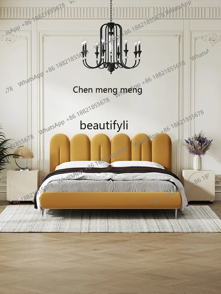 

ss7304 Nordic Modern Minimalist Double Bed 1.8 M Flannel Fabric Bed Master Bedroom Marriage Bed