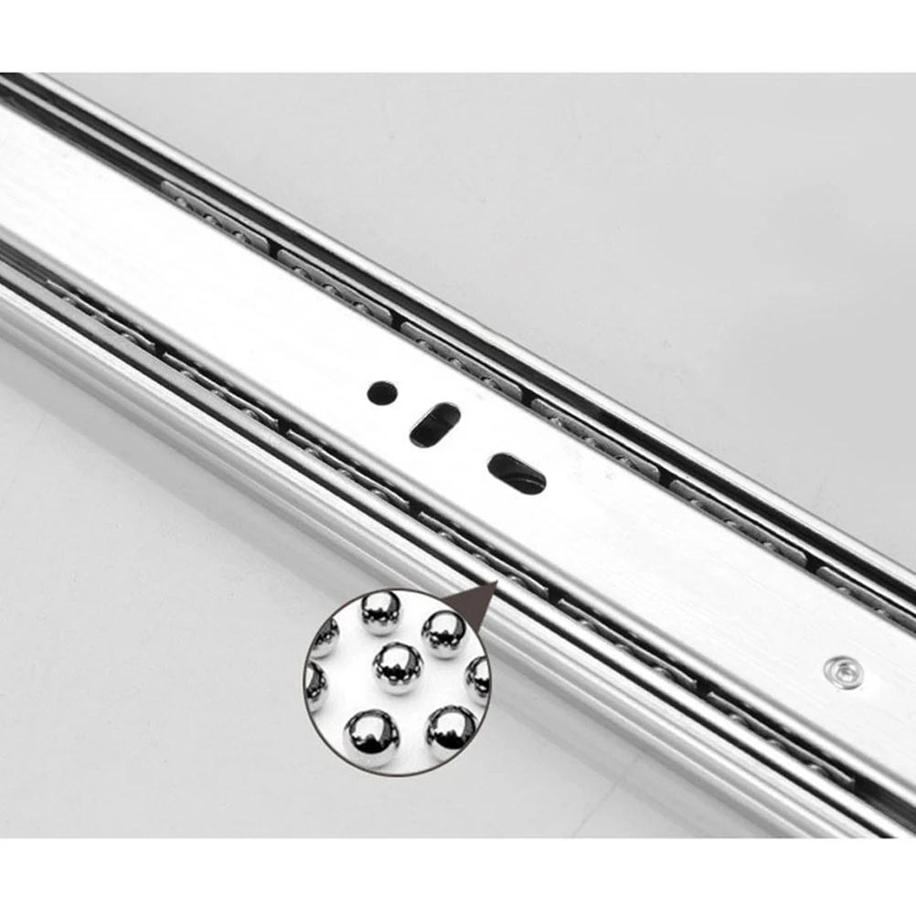 

Damping Drawer Slide 12 Inch Silver Metal Three Sections Bearing Slider Mute Guide Rail Durable Track Anti Trip
