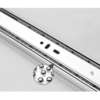 Damping Drawer Slide 12 Inch Silver Metal Three Sections Bearing Slider Mute Guide Rail Durable Track Anti Trip