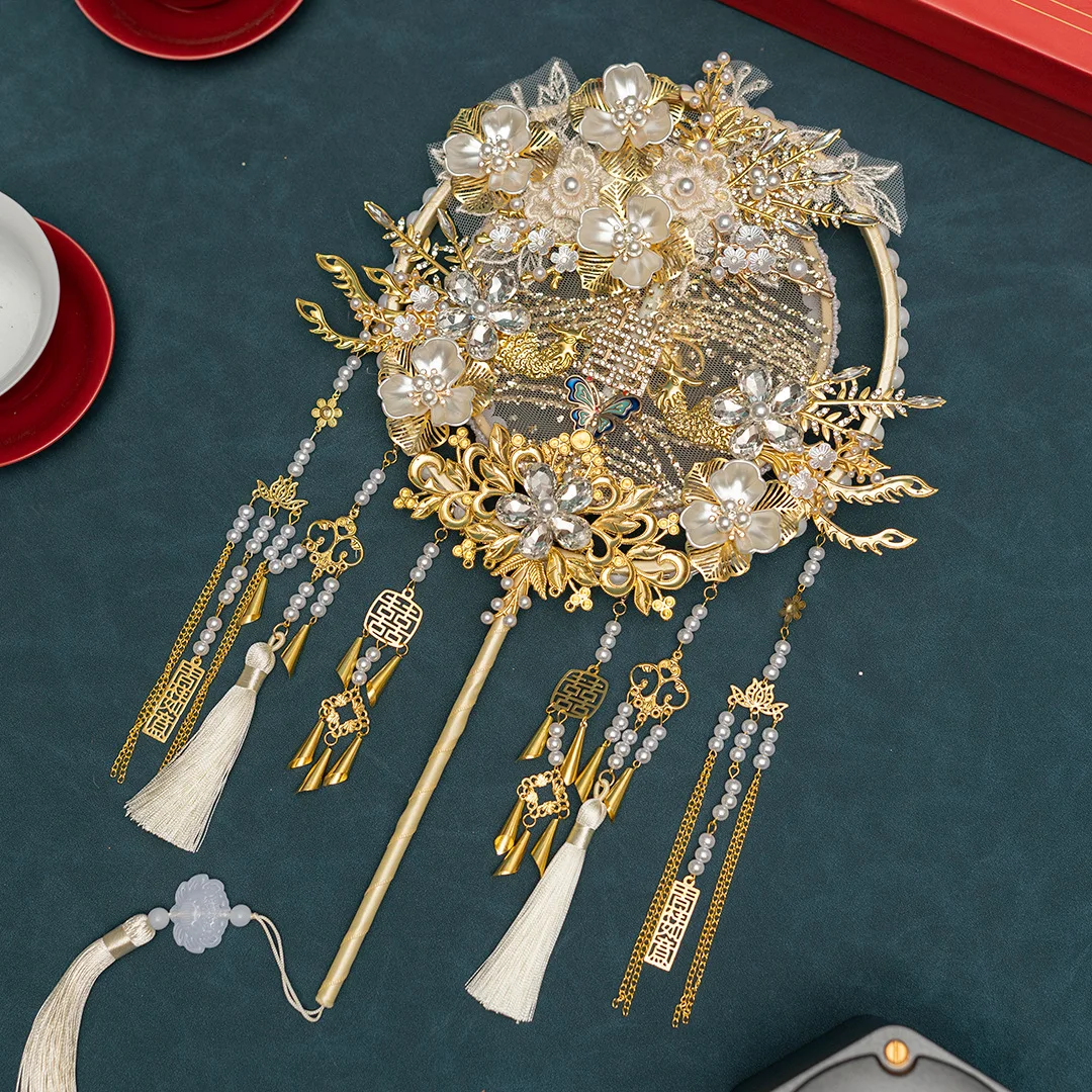 Chinese Style Decorative Fan for Bride Group Fan Gift for Best Friend Wedding and Material Package for Finished Fan Chinese Fan