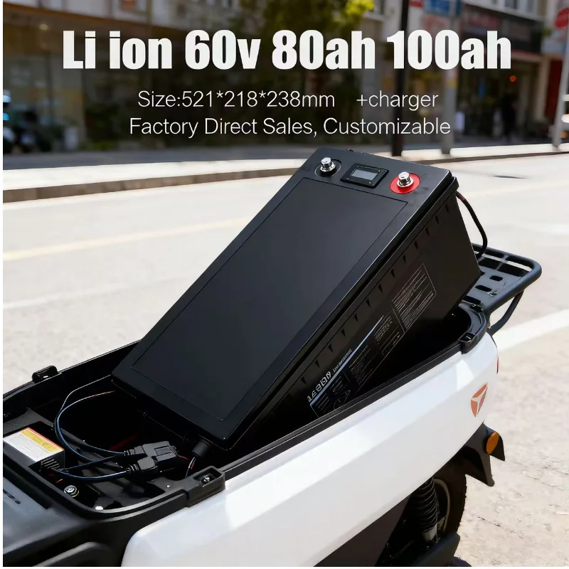 60V 80Ah 100Ah Li-ion Battery | For Golf Carts, Hybrid EVs & Solar Systems | 10A Fast Charging & Stable Power Backup
